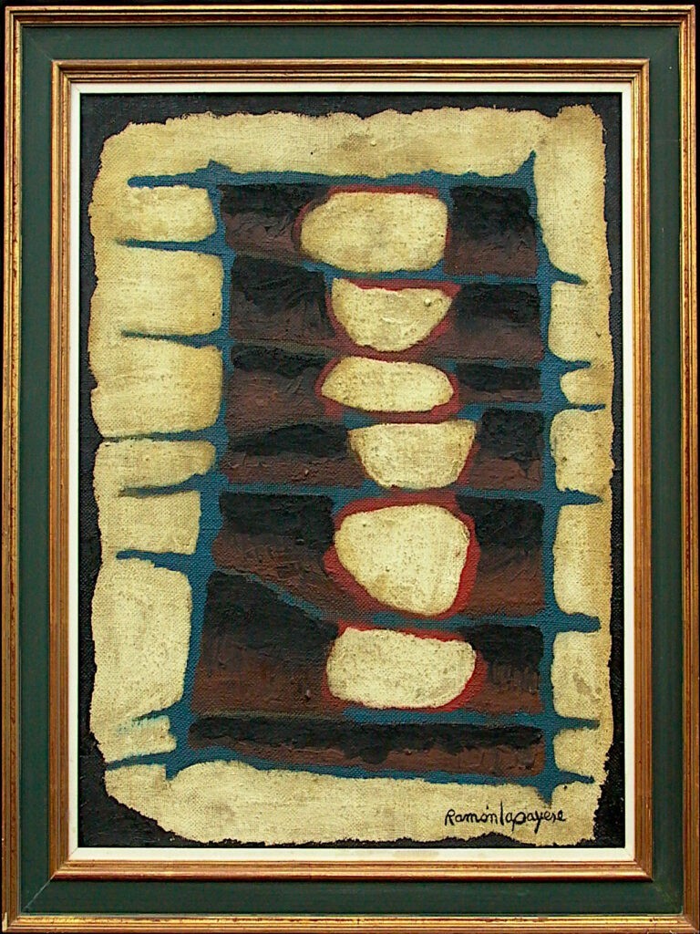 Pintura-Lapayese-Huecos 1961 Pintura abstracta de Ramón Lapayese en imagen de una estructura con huecos en su interior