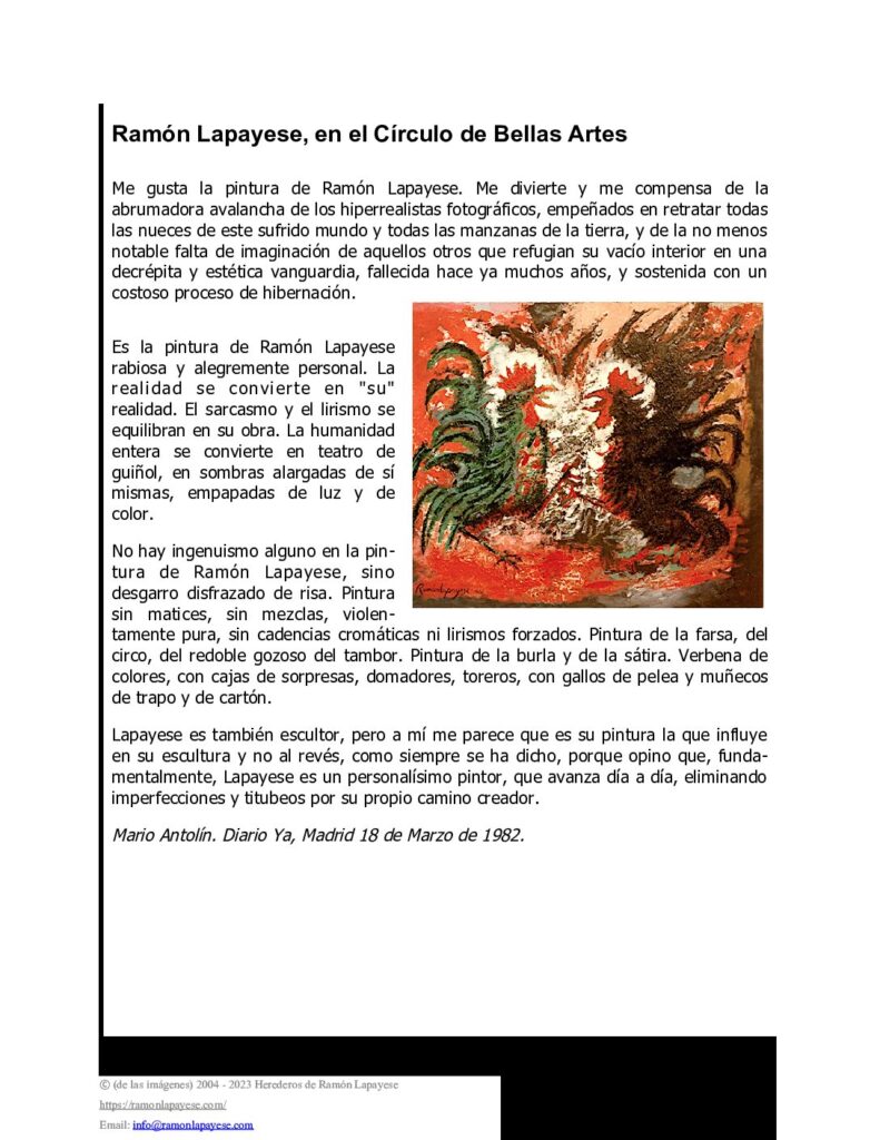 Diario Ya, Madrid 18 : 03 : 1982 Mario Antolín Diario Ya, Madrid 18 : 03 : 1982 Mario Antolín