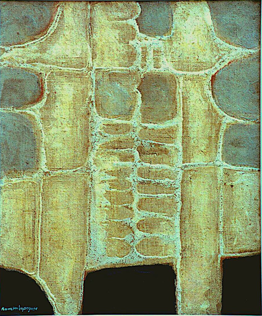 Pintura-Lapayese-Estructura 1961 Pintura abstracta de Ramón Lapayese en imagen de una estructura con distintas texturas y tonalidades