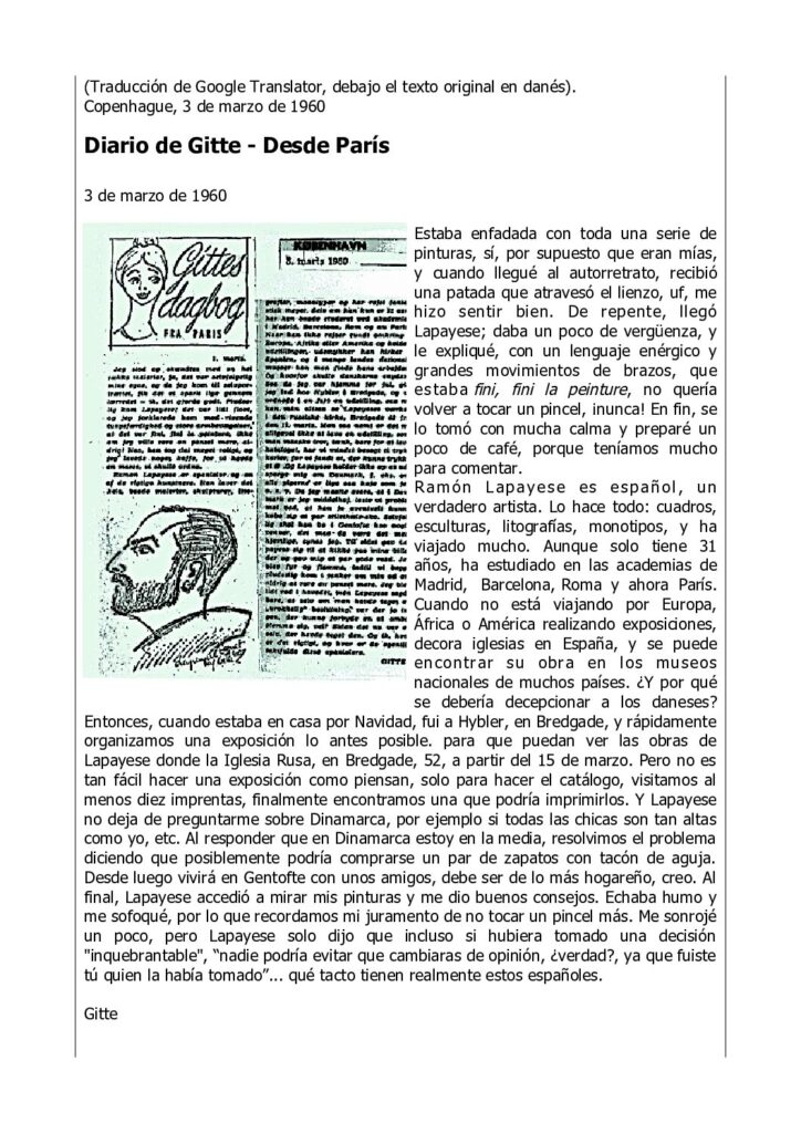 Columna El Diario de Gitte - Copenhague, 1960 Crónica, Birgitte Olsson Columna El Diario de Gitte - Copenhague, 1960 Crónica, Birgitte Olsson