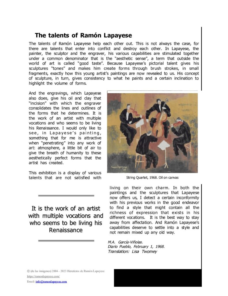 Diario Pueblo, Madrid 1968 The Talents_ENG Diario Pueblo, Madrid 1968 The Talents_ENG