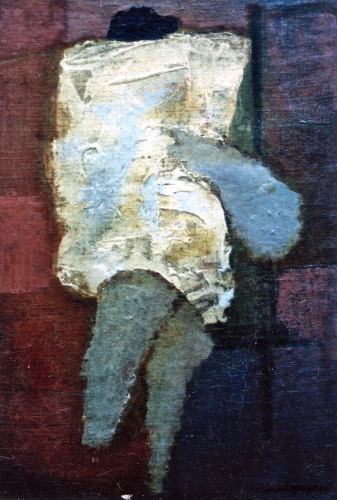 Pintura-Lapayese-Leyendo el periódico 1958 Pintura expresionista de Ramón Lapayese en imagen de una mujer leyendo el periódico