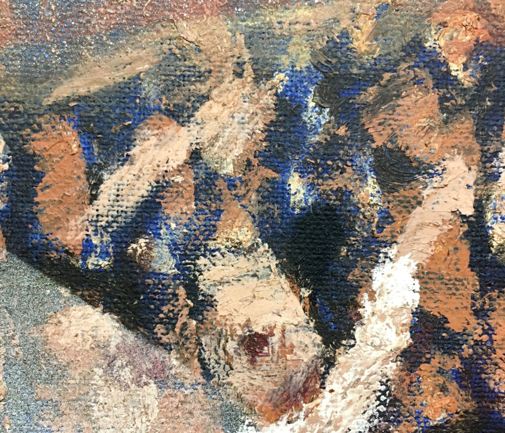 Pintura-Lapayese-A Hard Days Night Detalle14, 1992 Pintura expresionista de Ramón Lapayese en imagen de un concierto de rock