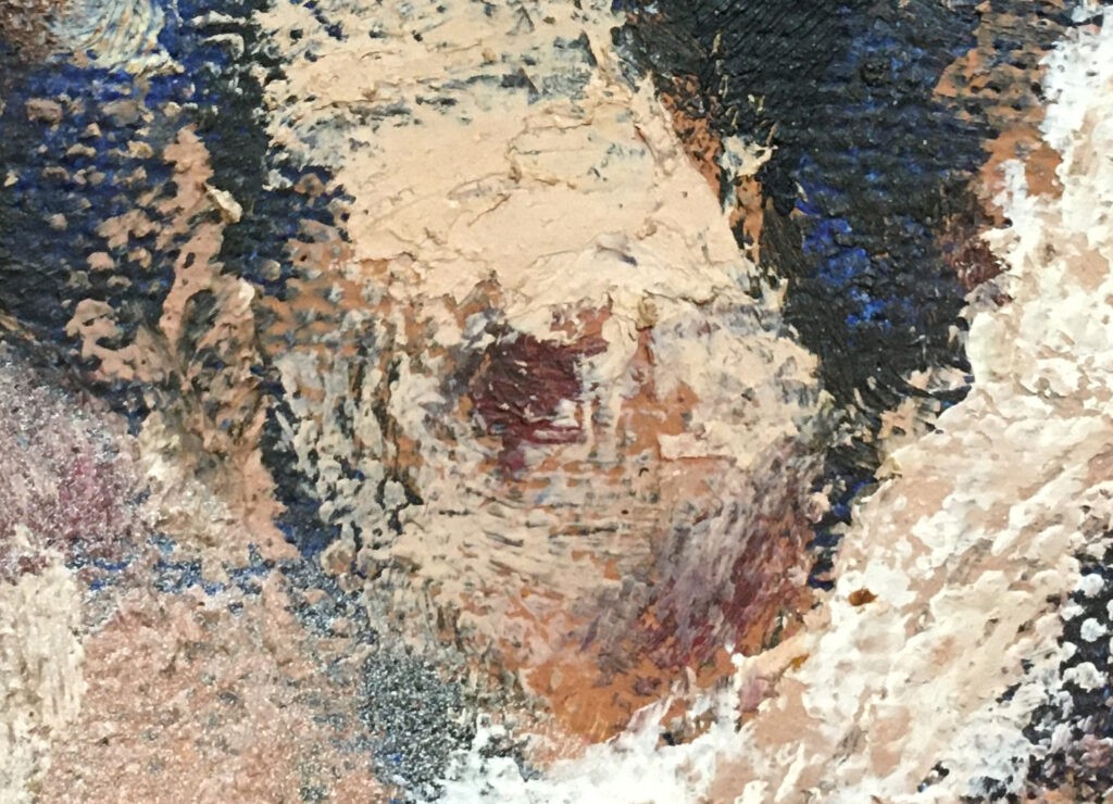 Pintura-Lapayese-A Hard Days Night Detalle15, 1992 Pintura expresionista de Ramón Lapayese en imagen de un concierto de rock