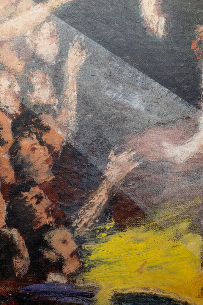 Pintura-Lapayese-A Hard Days Night Detalle17_SC, 1992 Pintura expresionista de Ramón Lapayese en imagen de un concierto de rock