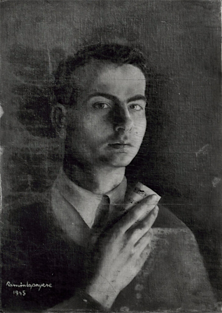 Pintura-Lapayese-Autorretrato con partitura, 1945 Pintura-Lapayese-Autorretrato con partitura, 1945