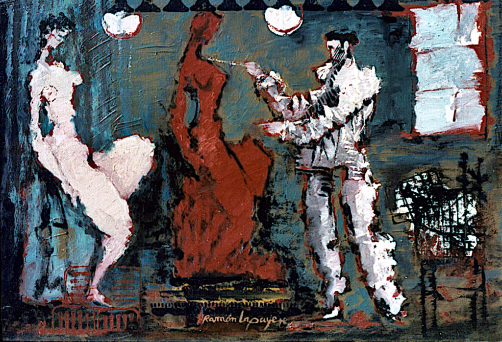 Pintura-Lapayese-Escultor y modelo, 1974, 50 x 35 cm Pintura-Lapayese-Escultor y modelo, 1974, 50 x 35 cm