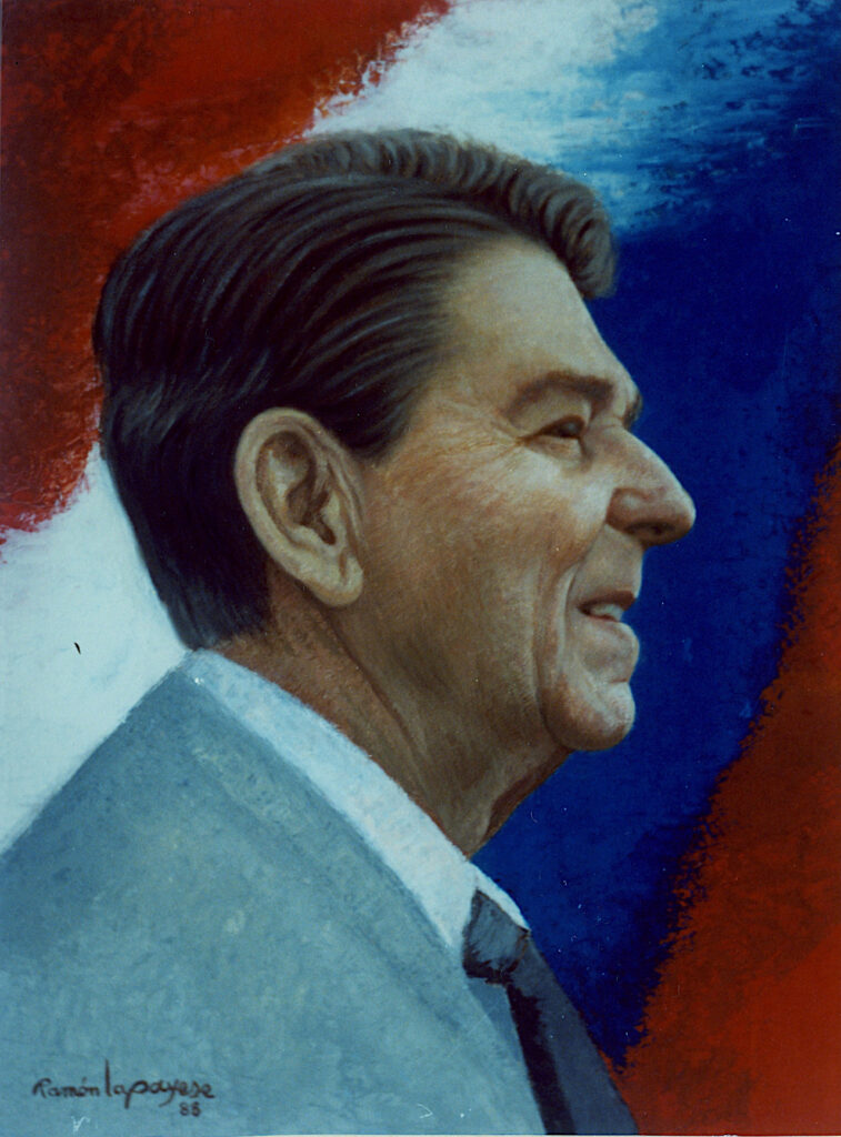 Pintura-Lapayese-Retrato del Presidente Ronald Reagan Pintura-Lapayese-Retrato del Presidente Ronald Reagan