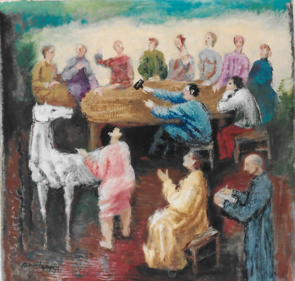 Pintura-Lapayese-Subasta del caballo, 85 x 85, 1990 Pintura-Lapayese-Subasta del caballo, 85 x 85, 1990