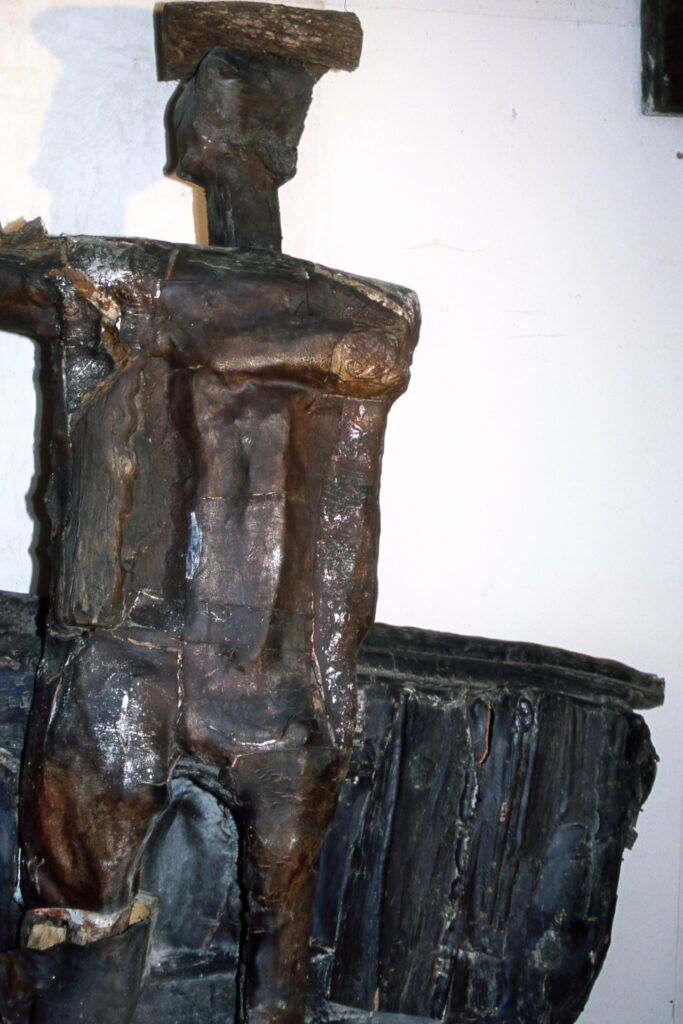 Escultura-Lapayese-Toro y torero, hierro, cuero y madera, detalle Escultura-Lapayese-Toro y torero, hierro, cuero y madera, detalle