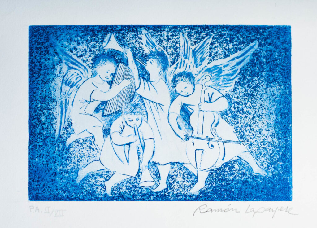 Lapayese- Obra gráfica-Ángeles músicos, aguafuerte Lapayese- Obra gráfica-Ángeles músicos, aguafuerte