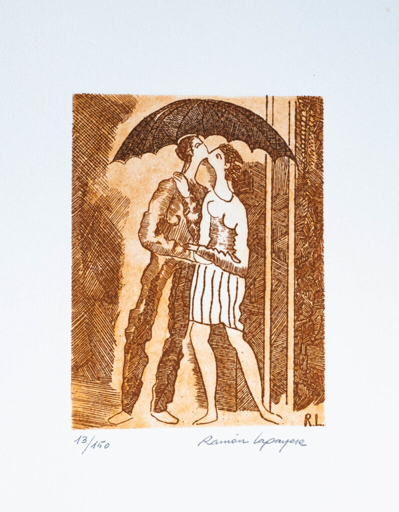 Lapayese- Obra gráfica-Bajo el paraguas, aguafuerte 2 Lapayese- Obra gráfica-Bajo el paraguas, aguafuerte 2