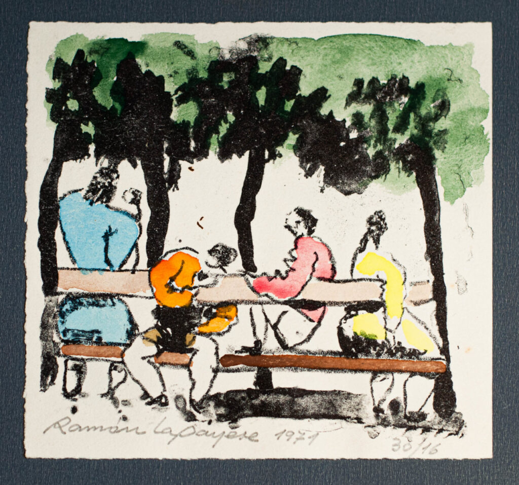 Lapayese- Obra gráfica-Banco del parque, litografía 1 Lapayese- Obra gráfica-Banco del parque, litografía 1