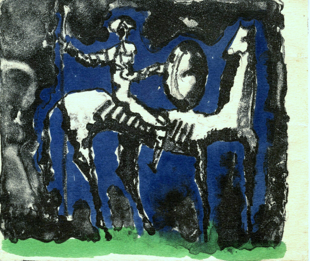 Lapayese- Obra gráfica-Don Quijote en la noche, litografía Lapayese- Obra gráfica-Don Quijote en la noche, litografía