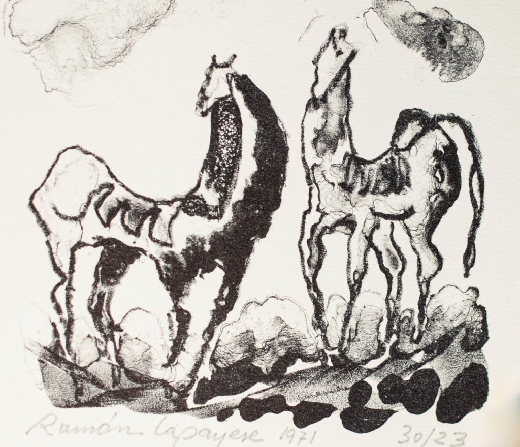Lapayese- Obra gráfica-Dos caballos, litografía 1 Lapayese- Obra gráfica-Dos caballos, litografía 1