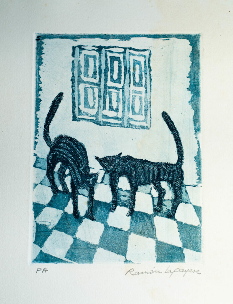 Lapayese- Obra gráfica-Dos gatos, aguafuerte Lapayese- Obra gráfica-Dos gatos, aguafuerte