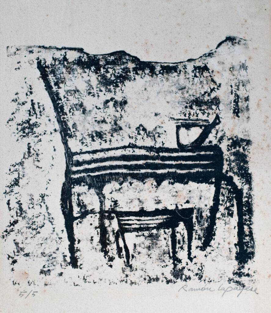 Lapayese- Obra gráfica-Gata y gatito, litografía Lapayese- Obra gráfica-Gata y gatito, litografía