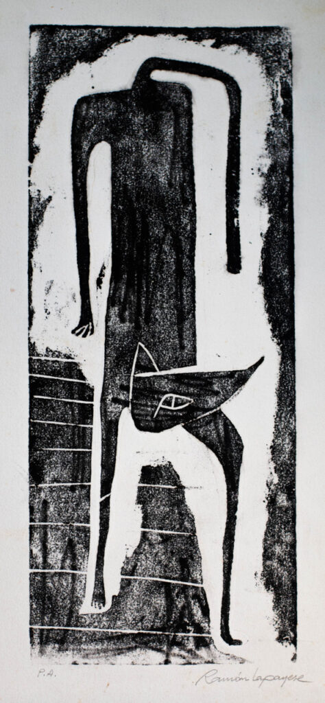 Lapayese- Obra gráfica-Gato por la escalera, litografía Lapayese- Obra gráfica-Gato por la escalera, litografía