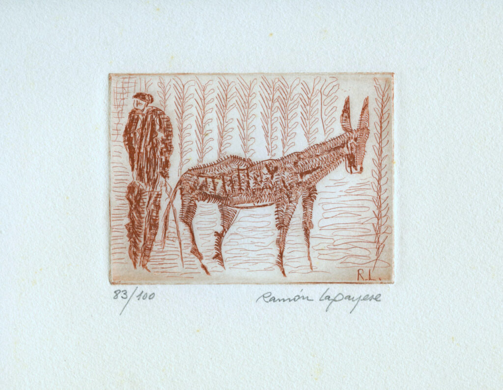 Lapayese- Obra gráfica-Hombre y burro, aguafuerte 1 Lapayese- Obra gráfica-Hombre y burro, aguafuerte 1
