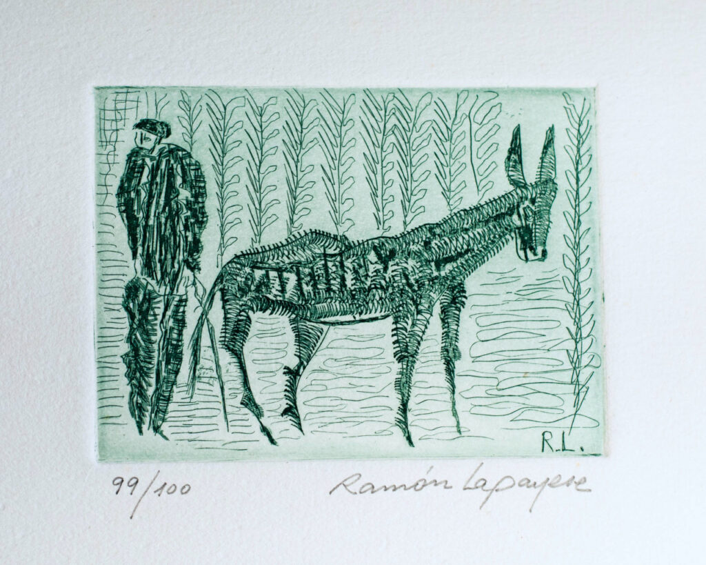 Lapayese- Obra gráfica-Hombre y burro, aguafuerte 2 Lapayese- Obra gráfica-Hombre y burro, aguafuerte 2