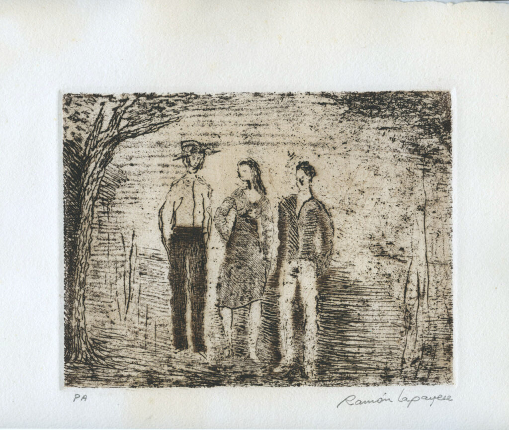 Lapayese- Obra gráfica-Tres lugareños, aguafuerte 1 Lapayese- Obra gráfica-Tres lugareños, aguafuerte 1