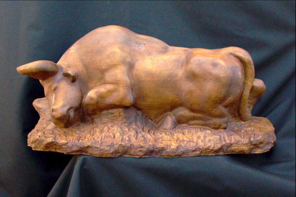 escultura - Lapayese - tauromaquia - toro - torero - talla en madera - 1954 escultura - Lapayese - tauromaquia - toro - torero - talla en madera - 1954