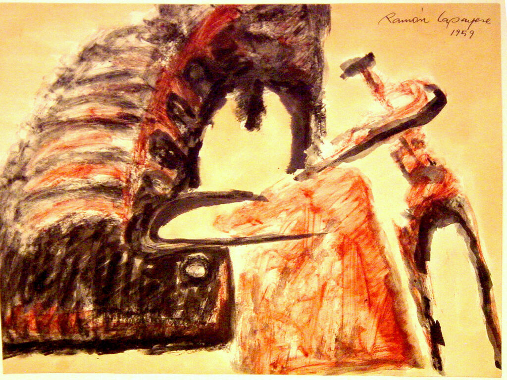 Lapayese - pintura - tauromaquia - toro - torero - Desigual - técnica mixta sobre papel - 1959 Lapayese - pintura - tauromaquia - toro - torero - Desigual - técnica mixta sobre papel - 1959