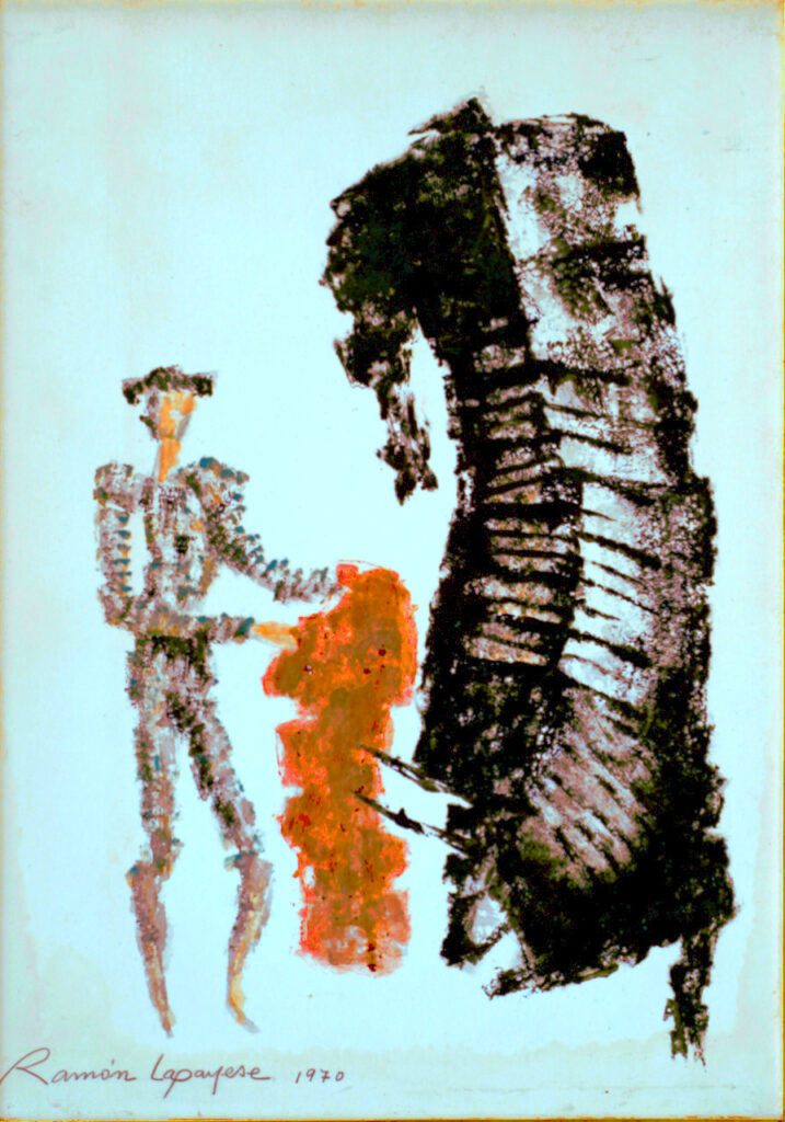 Lapayese - pintura - tauromaquia - toro - torero - El arte de torear - técnica mixta sobre papel - 1970 Lapayese - pintura - tauromaquia - toro - torero - El arte de torear - técnica mixta sobre papel - 1970
