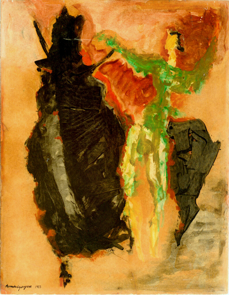 Lapayese - pintura - tauromaquia - toro - torero - En el terreno del toro - óleo sobre papel - 1973 Lapayese - pintura - tauromaquia - toro - torero - En el terreno del toro - óleo sobre papel - 1973