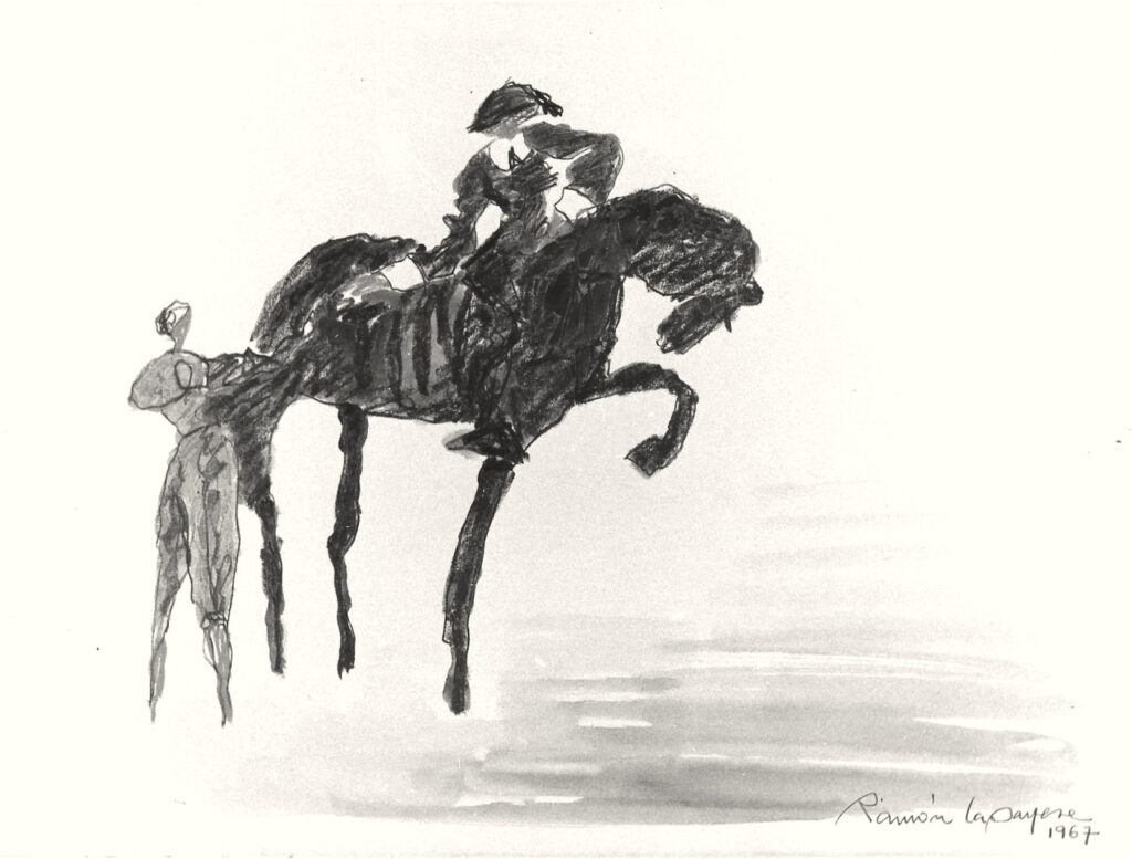 Lapayese - pintura - tauromaquia - toro - torero - Entrega de la llave - técnica mixta sobre papel -1967 Lapayese - pintura - tauromaquia - toro - torero - Entrega de la llave - técnica mixta sobre papel -1967