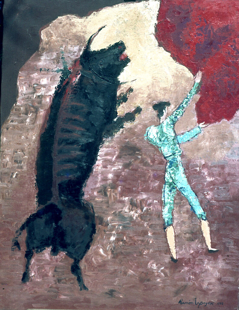 Lapayese - pintura - tauromaquia - toro - torero - Gaoneras - óleo sobre lienzo - 1978 Lapayese - pintura - tauromaquia - toro - torero - Gaoneras - óleo sobre lienzo - 1978