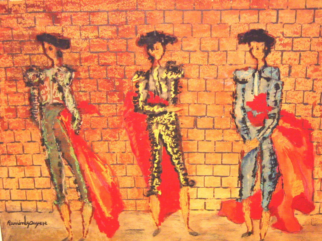 Lapayese - pintura - tauromaquia - toro - torero - Los tres espadas - óleo sobre cartulina - 1973 Lapayese - pintura - tauromaquia - toro - torero - Los tres espadas - óleo sobre cartulina - 1973