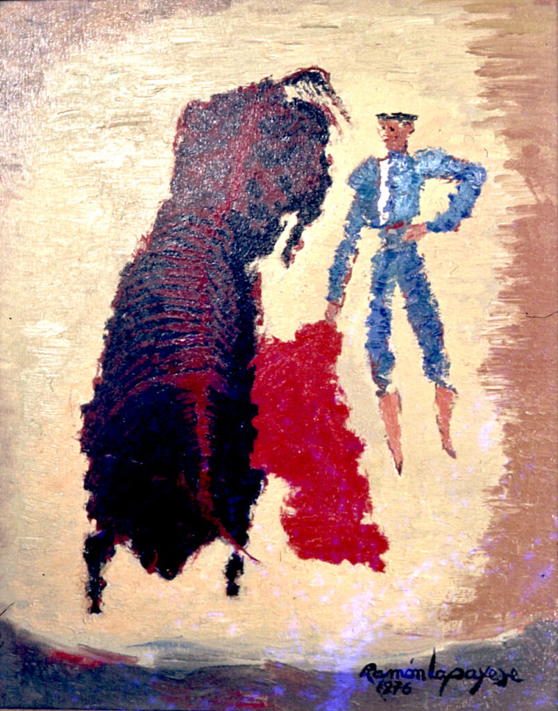 Lapayese - pintura - tauromaquia - toro - torero - Muleta por bajo - óleo sobre lienzo - 1976 Lapayese - pintura - tauromaquia - toro - torero - Muleta por bajo - óleo sobre lienzo - 1976