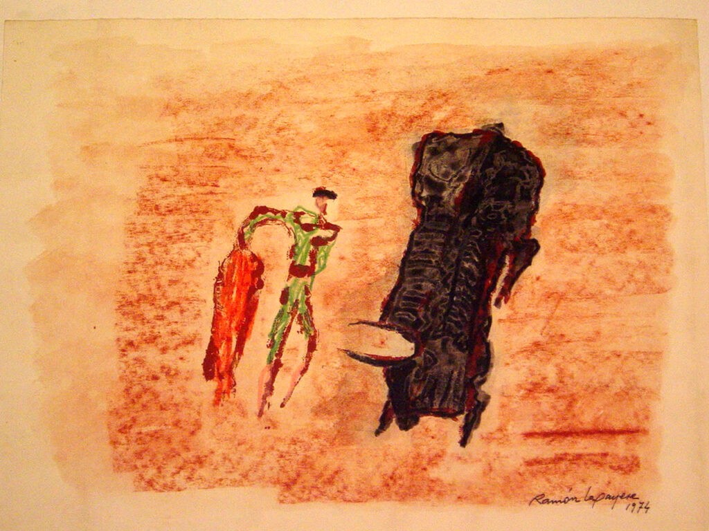 Lapayese - pintura - tauromaquia - toro - torero - Negro azabache - técnica mixta sobre papel - 1974 Lapayese - pintura - tauromaquia - toro - torero - Negro azabache - técnica mixta sobre papel - 1974