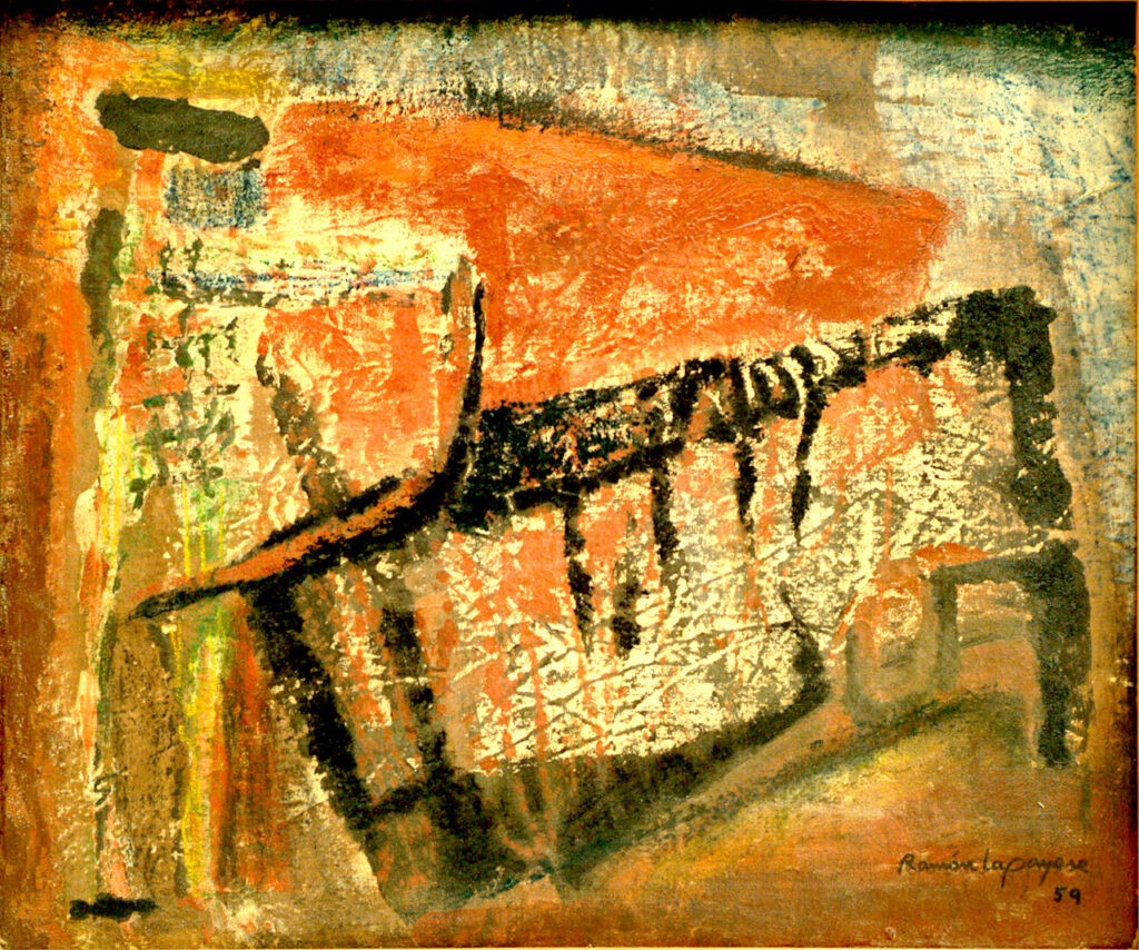 Lapayese - pintura - tauromaquia - toro - torero - Novillo - óleo sobre arpillera - 1959 Lapayese - pintura - tauromaquia - toro - torero - Novillo - óleo sobre arpillera - 1959