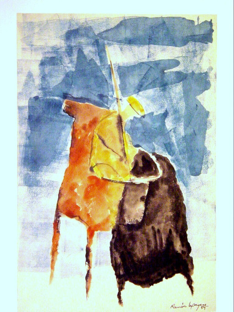 Lapayese - pintura - tauromaquia - toro - torero - Picador - gouache sobre papel - 1959 Lapayese - pintura - tauromaquia - toro - torero - Picador - gouache sobre papel - 1959