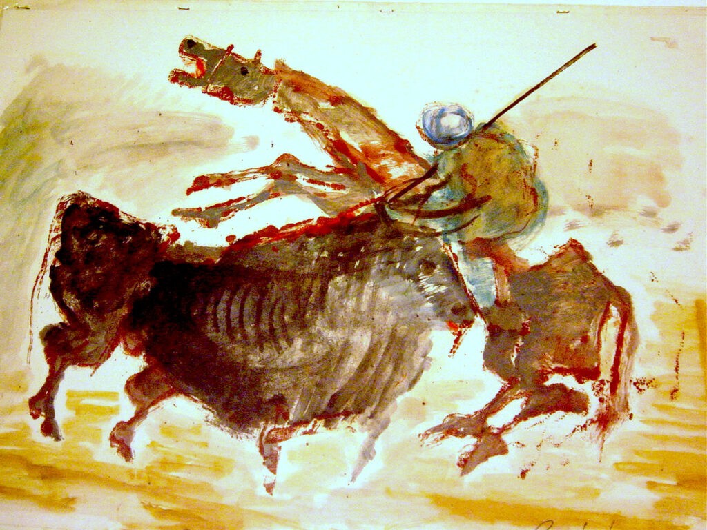 Lapayese - pintura - tauromaquia - toro - torero - Picador - técnica mixta sobre papel Lapayese - pintura - tauromaquia - toro - torero - Picador - técnica mixta sobre papel