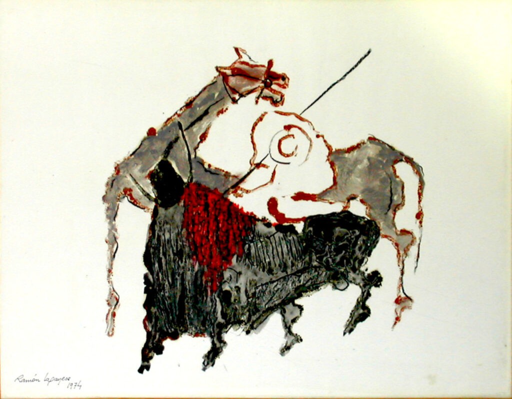 Lapayese - pintura - tauromaquia - toro - torero - Picador - técnica mixta sobre papel - 1974 Lapayese - pintura - tauromaquia - toro - torero - Picador - técnica mixta sobre papel - 1974