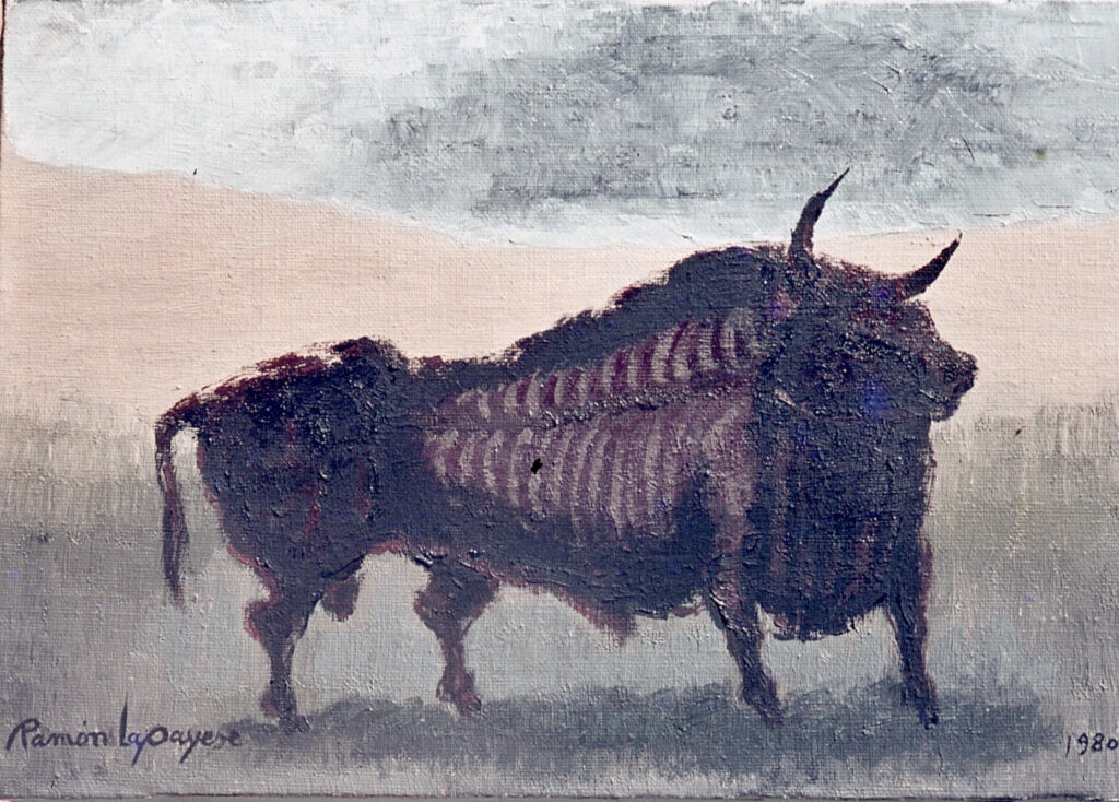 Lapayese - pintura - tauromaquia - toro - torero - Toro solo - óleo sobre lienzo - 1975 Lapayese - pintura - tauromaquia - toro - torero - Toro solo - óleo sobre lienzo - 1975